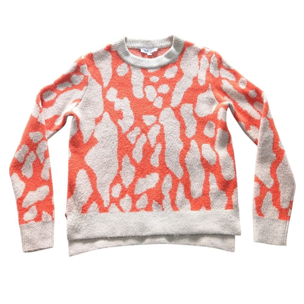 THML Womens Orange/Beige Animal Print Knit Sweater size XS